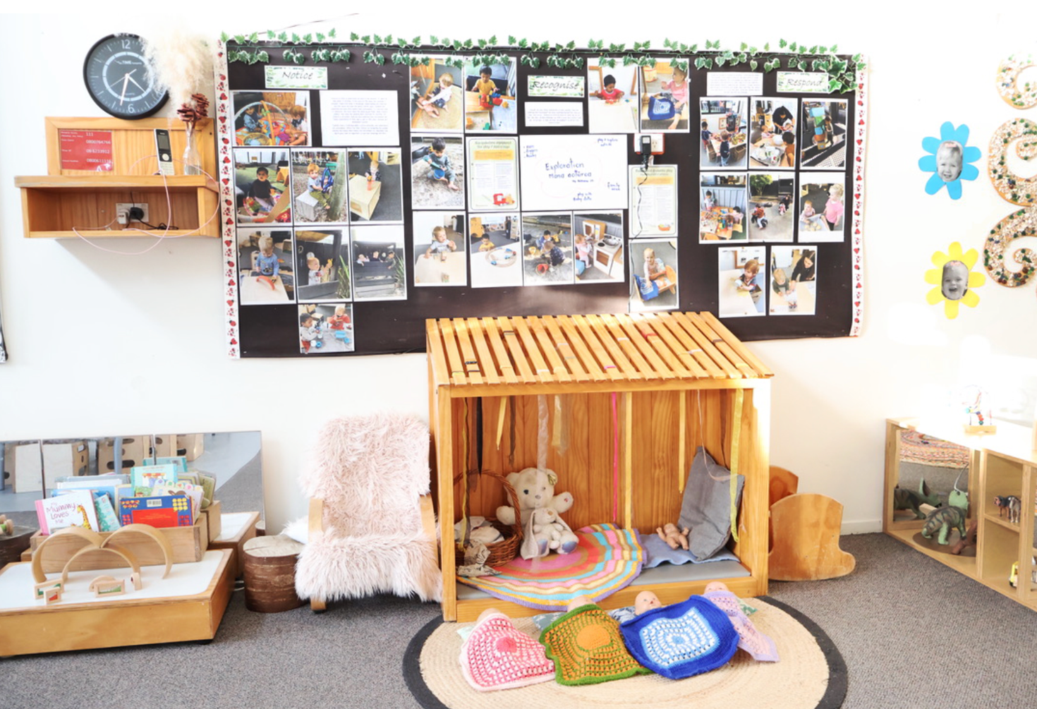 A display revisiting children’s recent explorations.